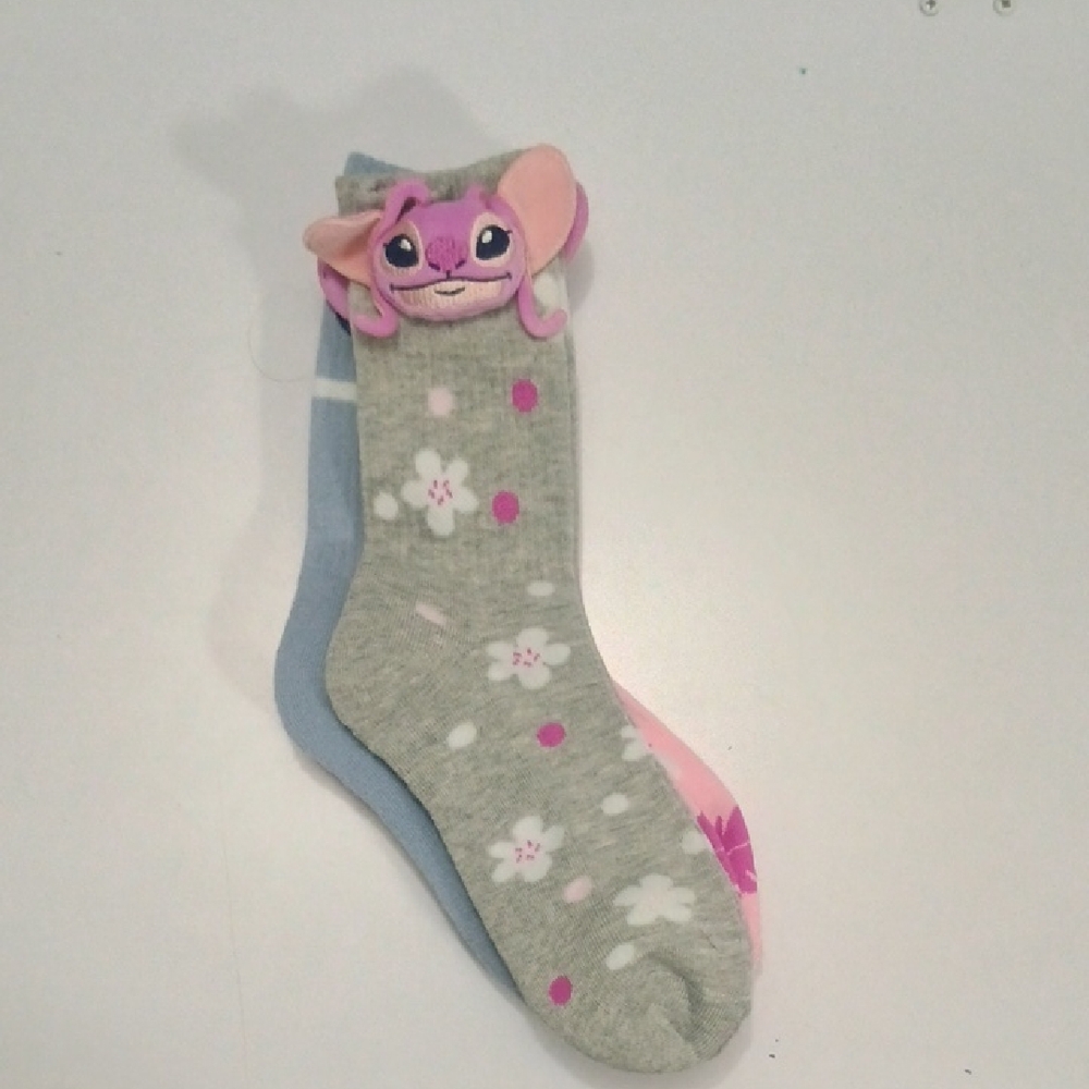 Disney Stitch Angel Plush Crew Socks 3 Pair NWT